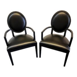 Restoration Hardware Contemporary Round Back Arm Chairs, a Pair. Original Price: $2,680