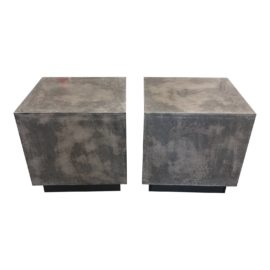 NEW Timo Van Riggelen Faux Metal Cube Side Tables, a Pair. Original Price: $919