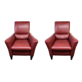 Pair of Natuzzi Ilaria Red Leather Recliners. Original Price: $4,380