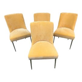 Safavieh Velvet + Brass Dining Chairs, Set of Four