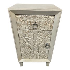 Boho Chic Carved Wood Nightstand
