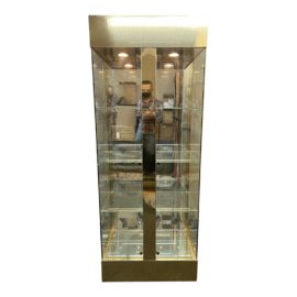Contemporary Brass + Glass Display Cabinet