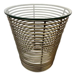 Custom Design Tornado Contemporary Brass + Glass Side Table