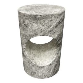 NEW Custom Design Faux Marble Hole Side Table - Black + White