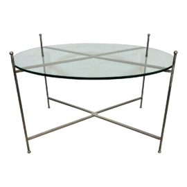 Custom Design Steel + Glass Oval Coffee Table
