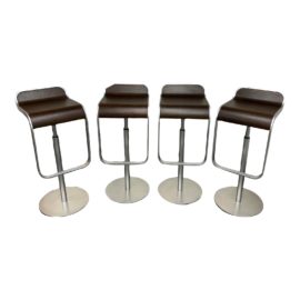 LaPalma Lem Piston Walnut Adjustable Bar Stools - Set of 4. Original Price: $3,780
