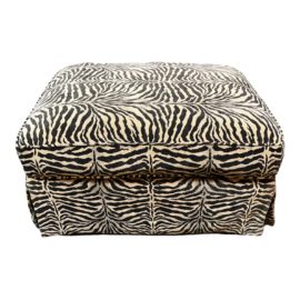 Jakara Custom Zebra Print Ottoman on Castors