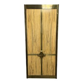 1970's Mastercraft Zebrano Wood + Brass Armoire