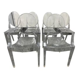 Philippe Starck Kartell Transparent Ghost Chairs, Set of Six. Original Price: $2,530