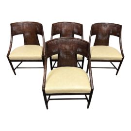 McGuire Barbara Barry Cane + Ostrich Leather Dining Chair - Set of Four. Original Price: $19,872