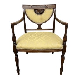 Regency Federalist Style Upholstered Wood + Fabric Side Chair