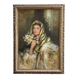 G. Giovanetti Oil Painting of a Woman