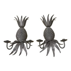 Italian Metal Pineapple Wall Sconces, a Pair