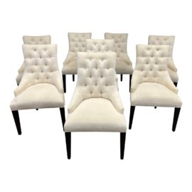 Restoration Hardware Martine Tufted Fabric Dining Armchair, Set of 8. Original Price: $6,240