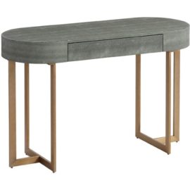 Contemporary Katy Oval Gray Faux Shagreen Desk