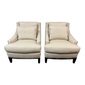Kravet Furniture Custom Slope Armchairs, a Pair