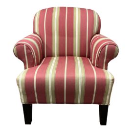 Traditional Rolled Arm Striped + Fixed Back Arm Chair