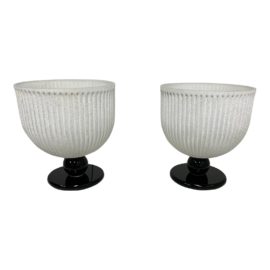 1990's Seguso Vetri d'Art Glass Pedestal Urn Table Lamps - a Pair