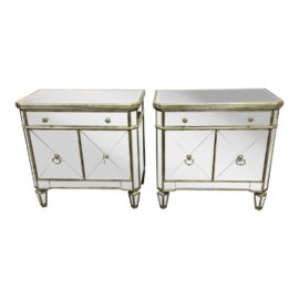 Borghese Mirrored Nightstands, a Pair. Original Price: $1,200