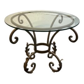 Vintage Iron + Glass Accent Table