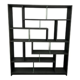 Contemporary Glass + Wood Bookcase/ Divider