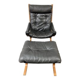 1980's Westnofa Vintage Siesta Leather Chair + Ottoman