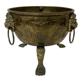 Vintage Brass Planter + Lions