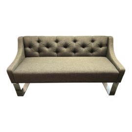 Seahawk Tufted Gray + Chrome Settee
