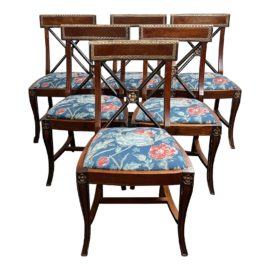 Vintage French Provincial Upholstered Dining Chairs, Set of Six