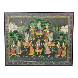 Vintage India Krishna Symbolic Painting on Silk