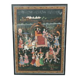 Vintage India Maharaja Procession Painting on Silk