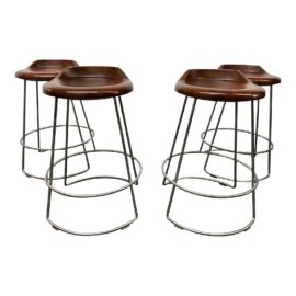 McGuire Low Swivel Stools, Set of Four. Original Price: $9,600