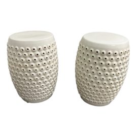 Contemporary Ivory Garden Stools - a Pair