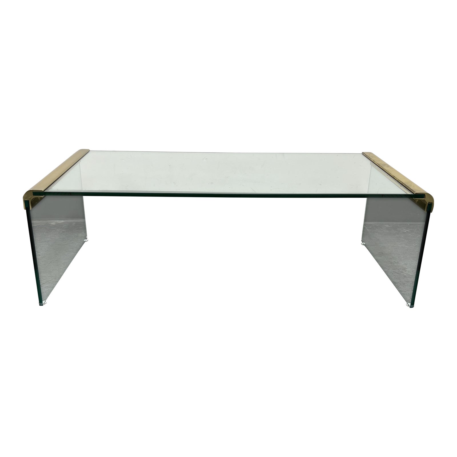 1980's Leon Rosen Pace Collection Brass Coffee Table - Design Plus