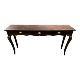 French Country Three Drawer Cabriole Leg Console Table