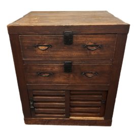 Vintage Elm + Metal Tansu Chest