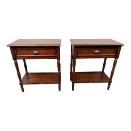 Traditional Wooden Nightstands, a Pair