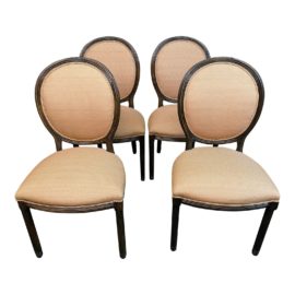 Kreiss Furniture Round Back Side Chairs + Rogers & Goffigon Fabric - Set of Four. Original Price: $2,295