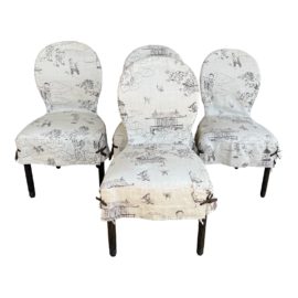 Kreiss Furniture Round Back Side Chairs + Rogers & Goffigon Fabric - Set of Four. Original Price: $2,295