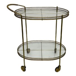 Hollywood Regency Vintage Brass Glass Bar Cart