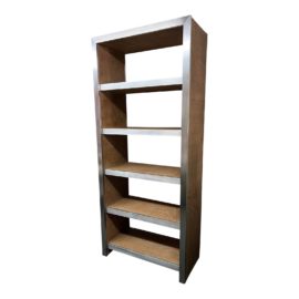 NEW Palecek Savannah Brushed Stainless Steel and Seagrass Caned Etagere. Original Price: $4,938