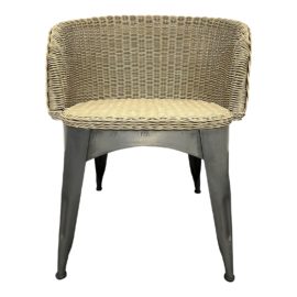 NEW Palecek Tan Industrial Loft Vintage Iron Wicker Arm Chair. Original Price: $734