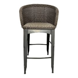 NEW Palecek Gray Industrial Loft Vintage Iron Wicker Bar Stool. Original Price: $734
