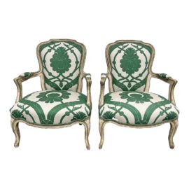 Manuel Canovas Custom Design Bergere Chairs - a Pair