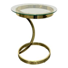 Post Modern Polished Brass + Glass Side Table
