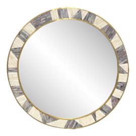 CB2 Brett Beldock Grace Bone Inlay Round Wall Mirror