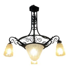 Vintage Four Light Wrought Iron Chandelier