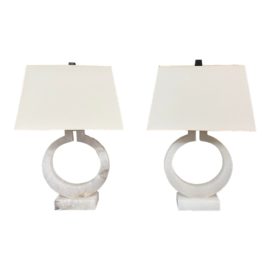 Visual Comfort e.f. Chapman Alabaster Table Lamps, a Pair. Original Price: $1,860