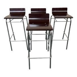 Allemeur Uk Rivet Scoop Barstools - Set of Four. Original Price: $1,600