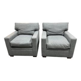 Ralph Lauren Gray Flannel Club Chairs - a Pair